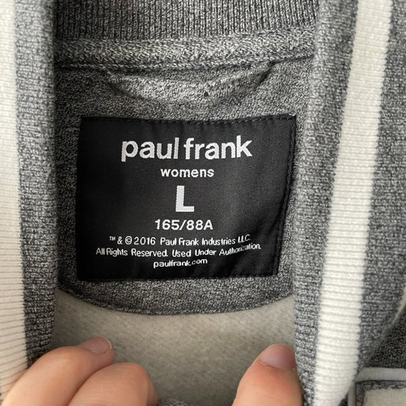 Paul Frank Varsity Jacket Button Front Collared Gray White Large - Picture 5 of 9